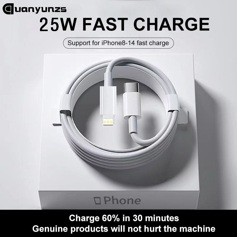 Iphone Original 25W Type C  Fast Charger Cable For Apple iPhone 14 13 12 11 Pro Max X XR 8 7 Plus