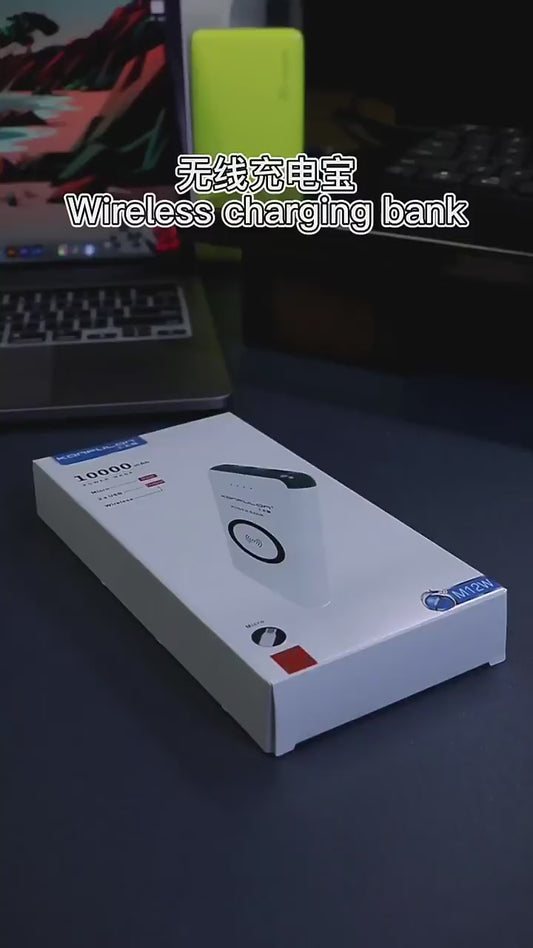 KONFULON 10000mAh Wireless Charging Safe and Efficient LED Power Indicated Dual USB Output Shaking Switch Design for Cellphone Compatible All Devices